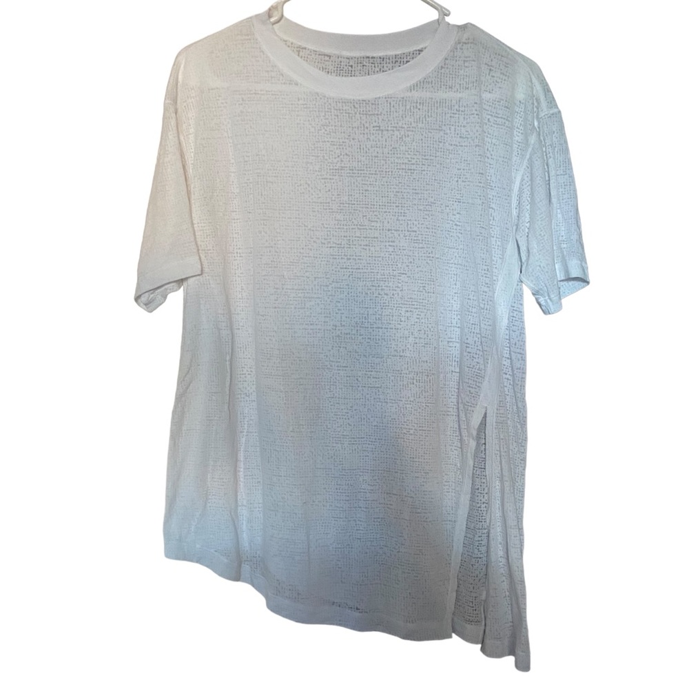 Lululemon White Burnout Asymmetric Hem Side Slit Shirt